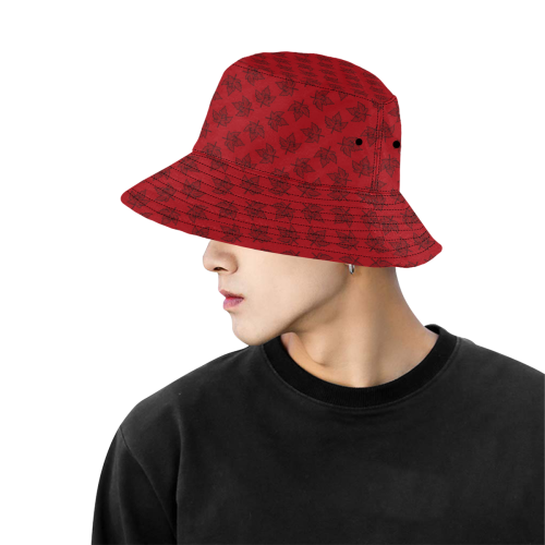 Cool Canada Bucket Hats Retro Red All Over Print Bucket Hat for Men