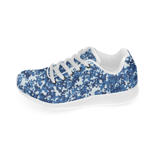 Digital Blue Camouflage Kid's Running Shoes (Model 020)