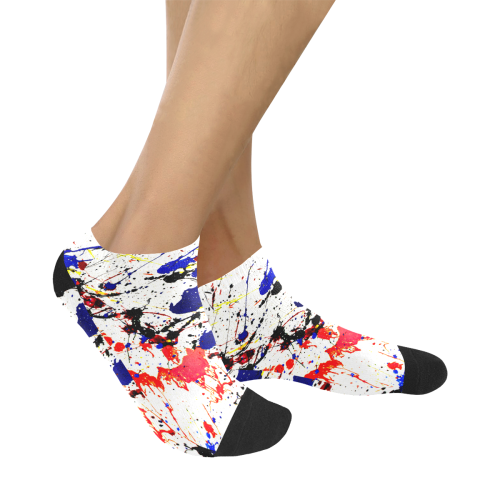 Blue & Red Paint Splatter Women's Ankle Socks