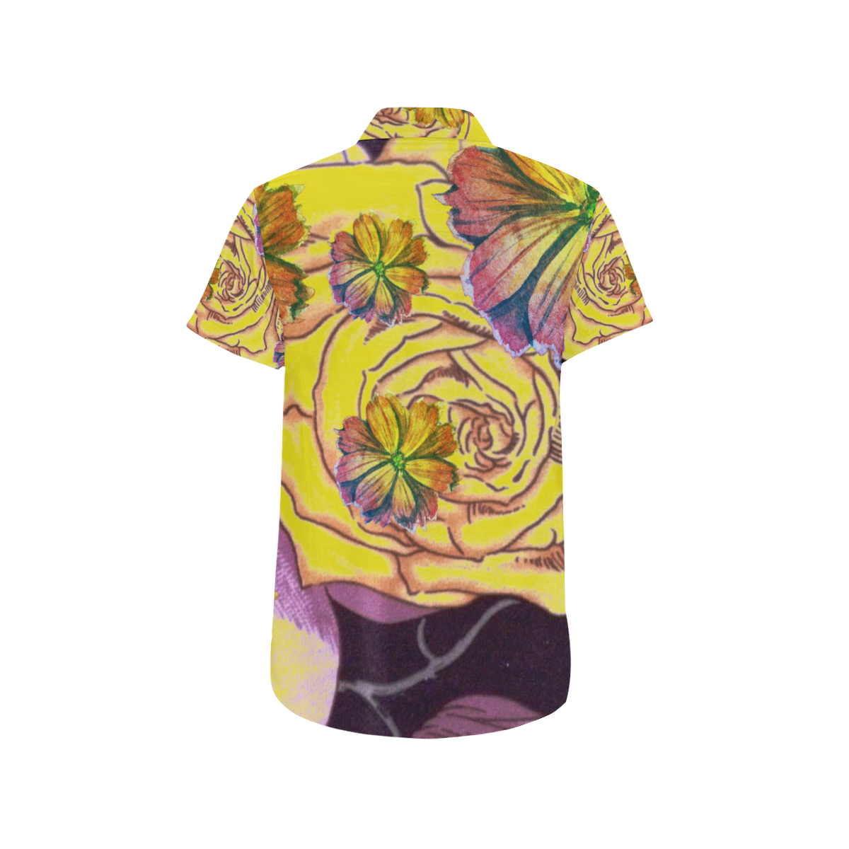 Watercolor Flowers Yellow Purple Green Men's All Over Print Short Sleeve Shirt (Model T53)