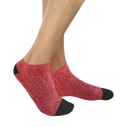 Red Glitter Women's Ankle Socks