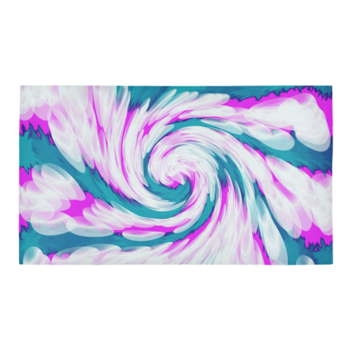 Turquoise Pink Tie Dye Swirl Abstract Bath Rug 16''x 28''