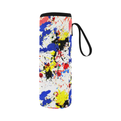 Blue and Red Paint Splatter Neoprene Water Bottle Pouch/Large