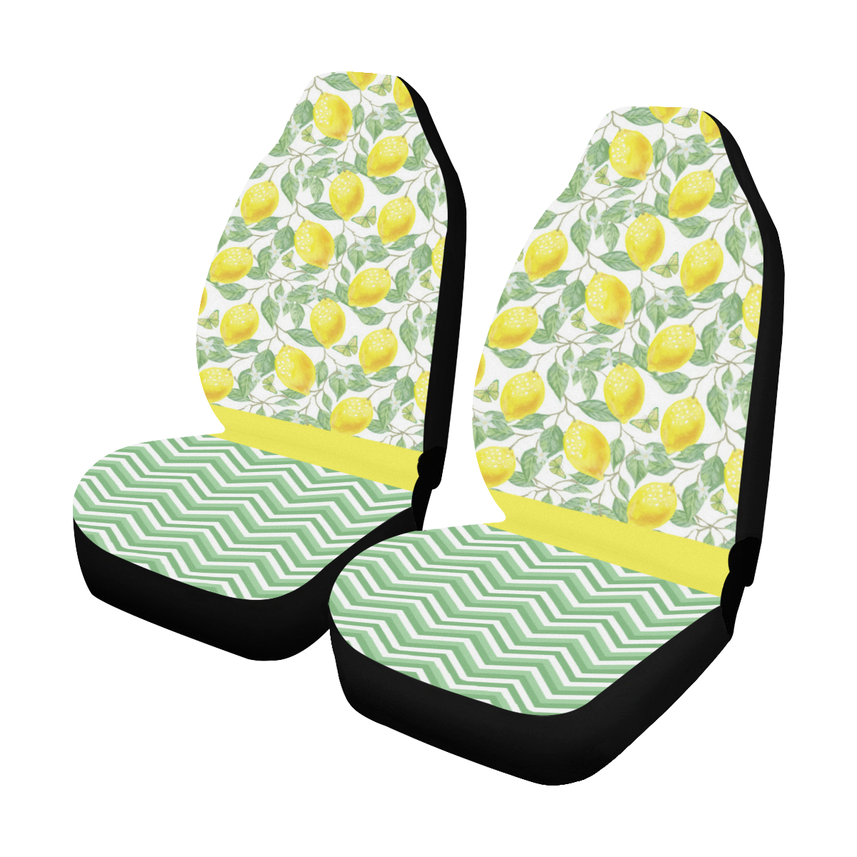 Lemons With Chevron 2 Car Seat Covers (Set of 2)