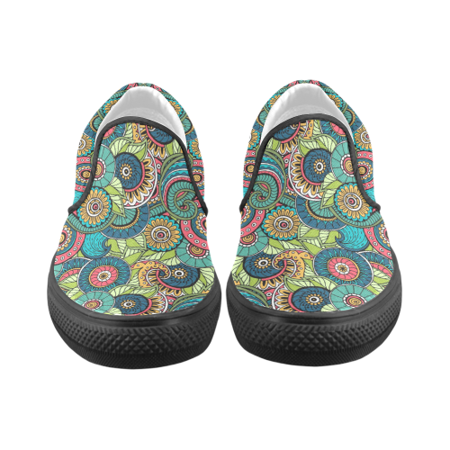 Mandala Pattern Women's Unusual Slip-on Canvas Shoes (Model 019)
