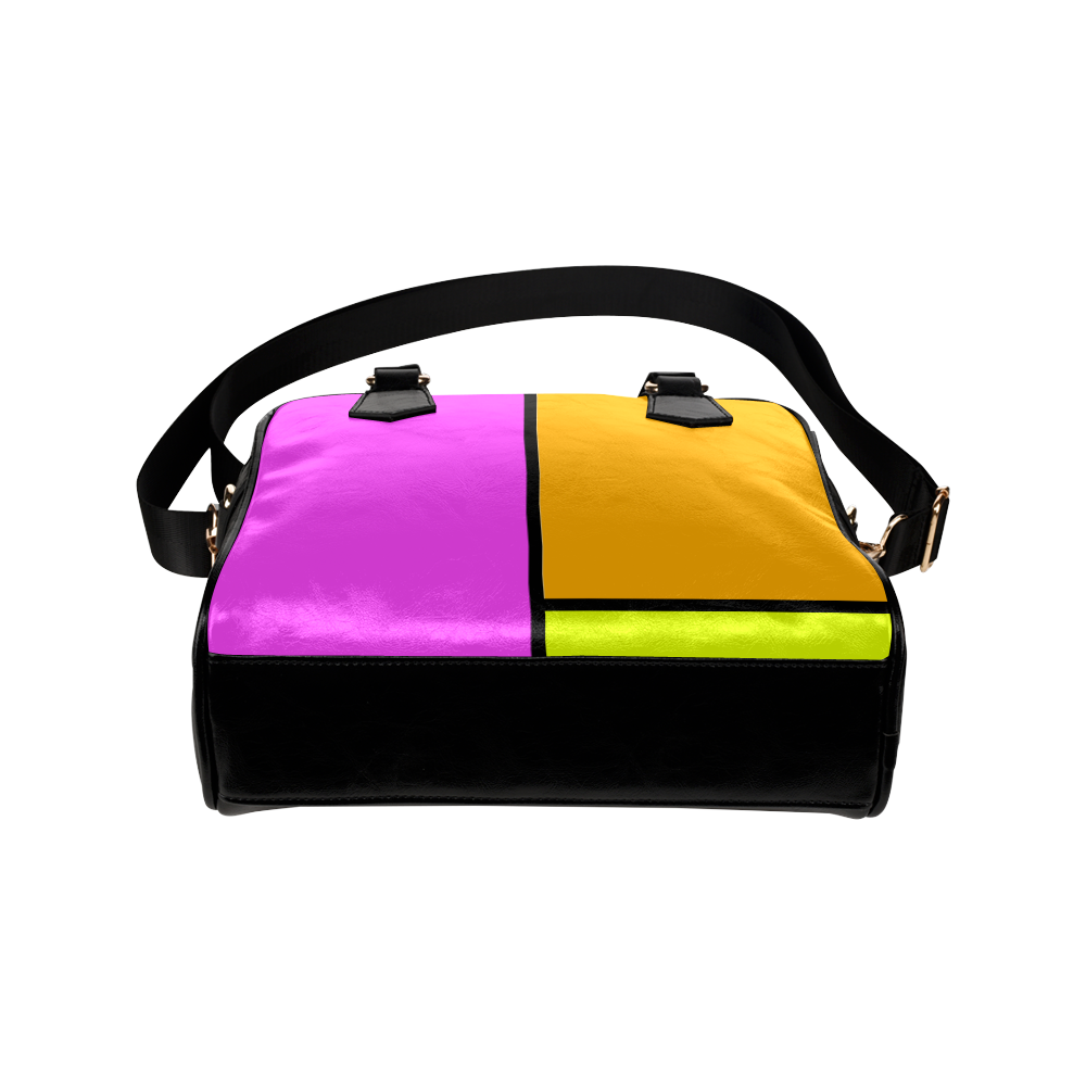 Block Retro Tangerine Turquoise Yellow Pink Shoulder Handbag (Model 1634)