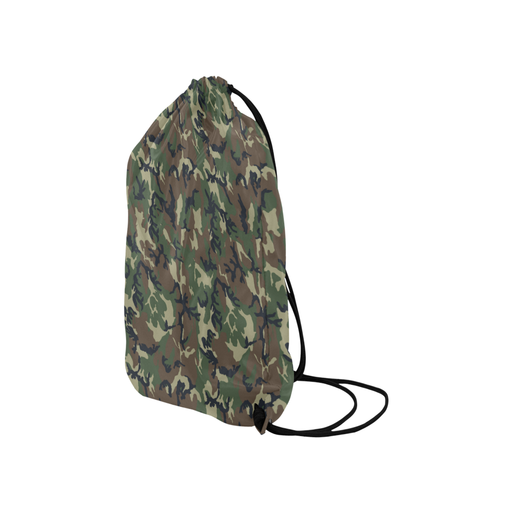 Woodland Forest Green Camouflage Small Drawstring Bag Model 1604 (Twin Sides) 11"(W) * 17.7"(H)