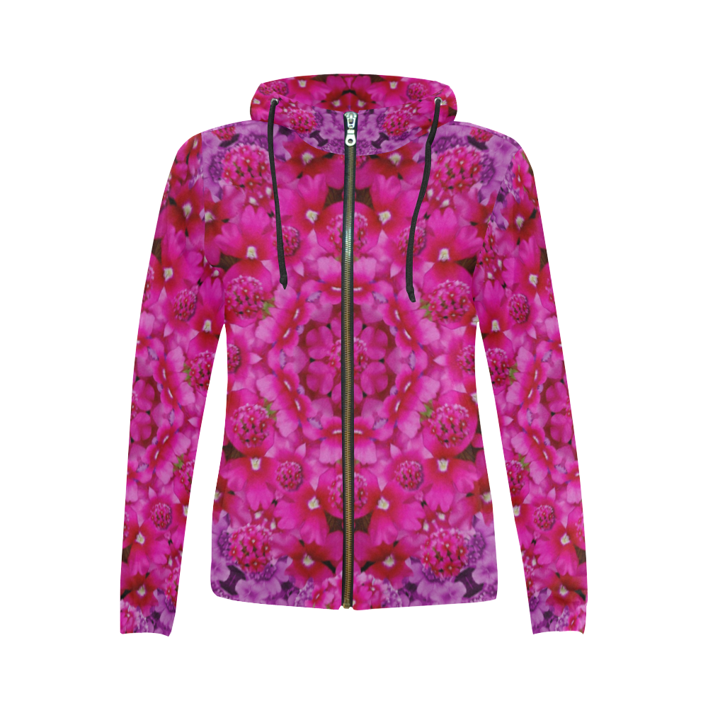 flower suprise to love and enjoy All Over Print Full Zip Hoodie for Women (Model H14)