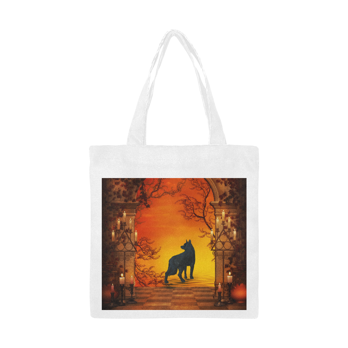 Wonderful black wolf in the night Canvas Tote Bag/Small (Model 1700)