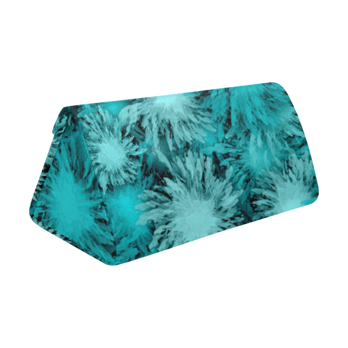Abstract Turquoise frosty flowers, pattern Custom Foldable Glasses Case