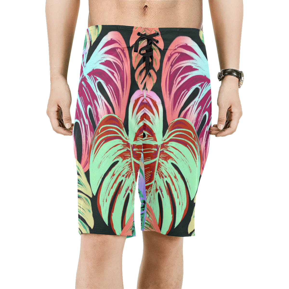 Pretty Leaves A by JamColors Men's All Over Print Board Shorts (Model L16)