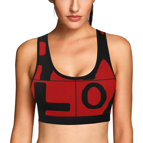 NUMBERS Collection Symbols Red 1 Women's All Over Print Sports Bra (Model T52)