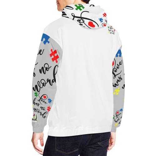 Fairlings Delight's Autism- Love has no words Men's Hoodie 53086Gg8 All Over Print Hoodie for Men (USA Size) (Model H13)