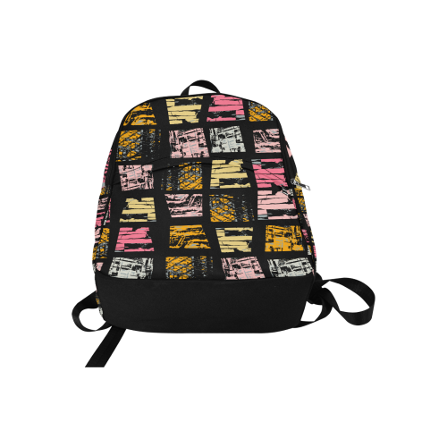 colored squares black Fabric Backpack for Adult (Model 1659)