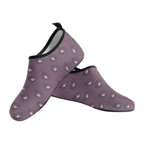 zodiac bat pink grey Women's Slip-On Water Shoes (Model 056)