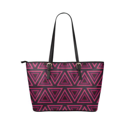 Tribal Ethnic Triangles Leather Tote Bag/Small (Model 1651)