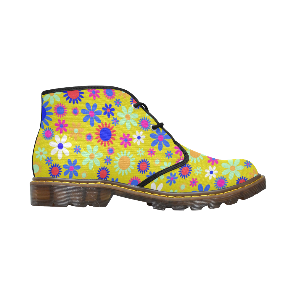 FLORAL DESIGN 5 Women's Canvas Chukka Boots/Large Size (Model 2402-1)