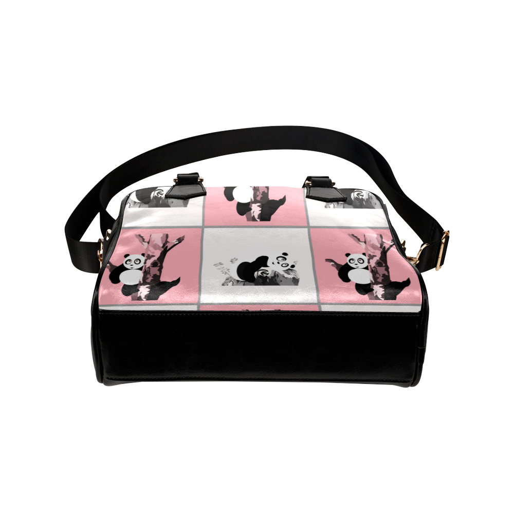 Panda Checker - Pink Shoulder Handbag (Model 1634)