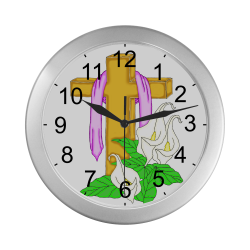 Easter Cross Silver Color Wall Clock