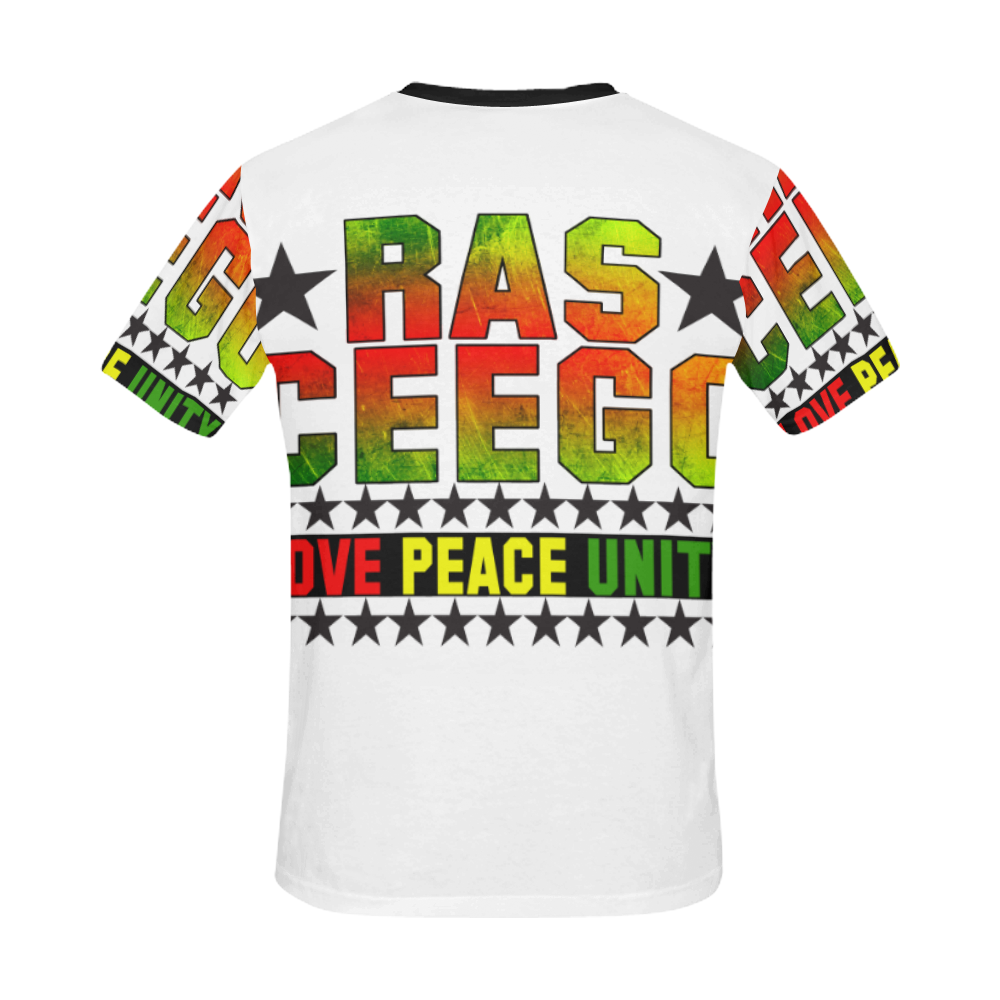 Ras CeeGo White All Over Print T-Shirt for Men/Large Size (USA Size) Model T40)