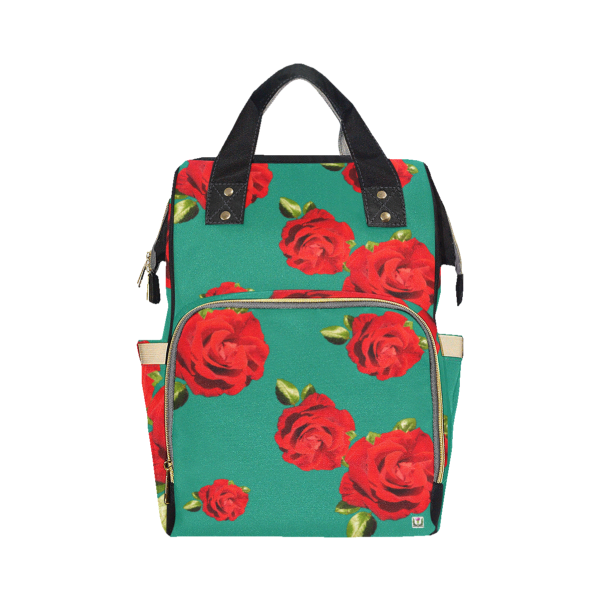 Fairlings Delight's Floral Luxury Collection- Red Rose Multi-Function Diaper Backpack 53086c17 Multi-Function Diaper Backpack/Diaper Bag (Model 1688)