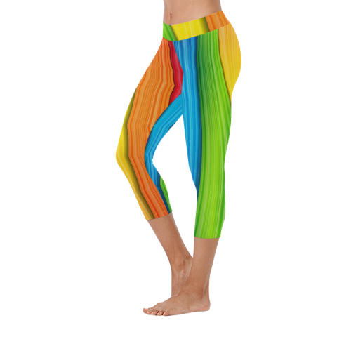 Colorful_Rainbow Women's Low Rise Capri Leggings (Invisible Stitch) (Model L08)