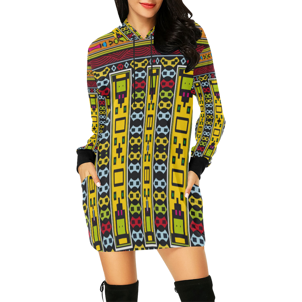Shapes rows All Over Print Hoodie Mini Dress (Model H27)