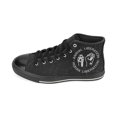 Animal Liberation, Human Liberation High Top Canvas Women's Shoes/Large Size (Model 017)