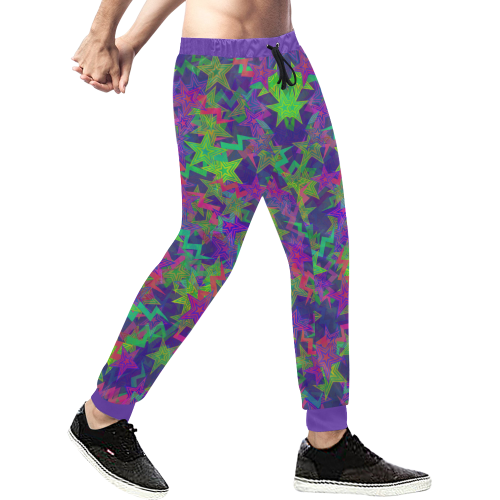 Purple Shooting Stars Men's All Over Print Sweatpants (Model L11)