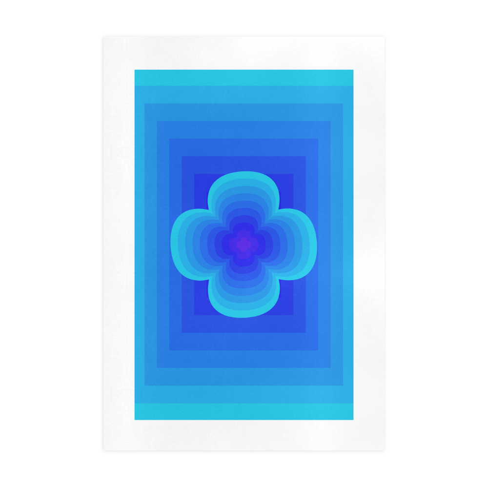 Baby blue flower on baby blue multiple squares Art Print 19‘’x28‘’