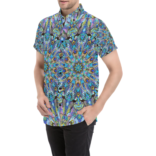 mandala 6 Men's All Over Print Short Sleeve Shirt/Large Size (Model T53)