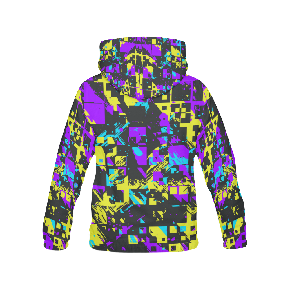 Purple yelllow squares All Over Print Hoodie for Women (USA Size) (Model H13)