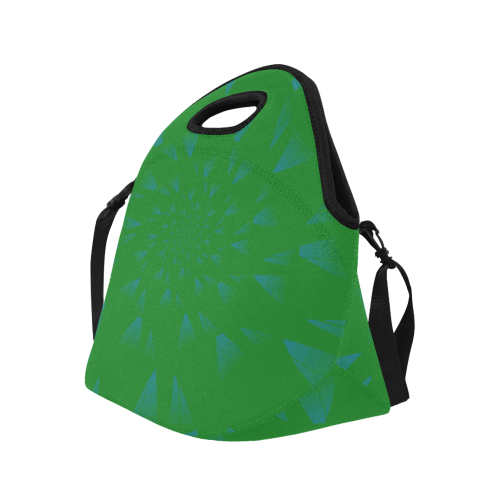 Blue flower on green Neoprene Lunch Bag/Large (Model 1669)