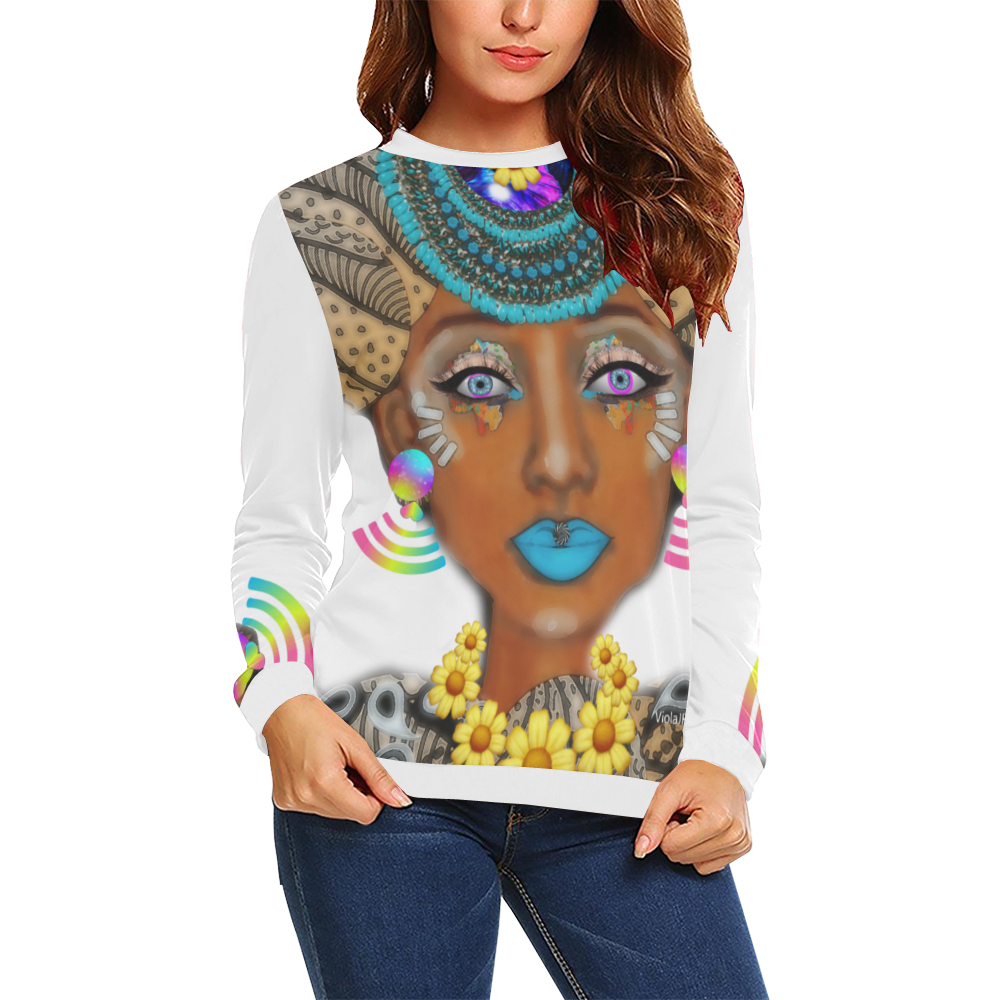 WIFI QUEEN All Over Print Crewneck Sweatshirt for Women (Model H18)