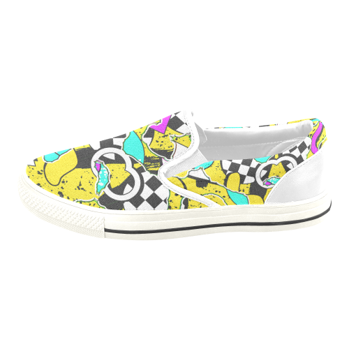 Shapes on a yellow background Slip-on Canvas Shoes for Kid (Model 019)