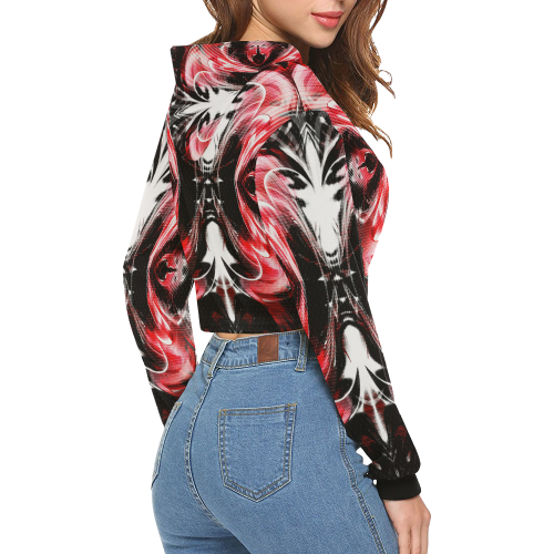 xxsml Red Rave Unit All Over Print Crop Hoodie for Women (Model H22)