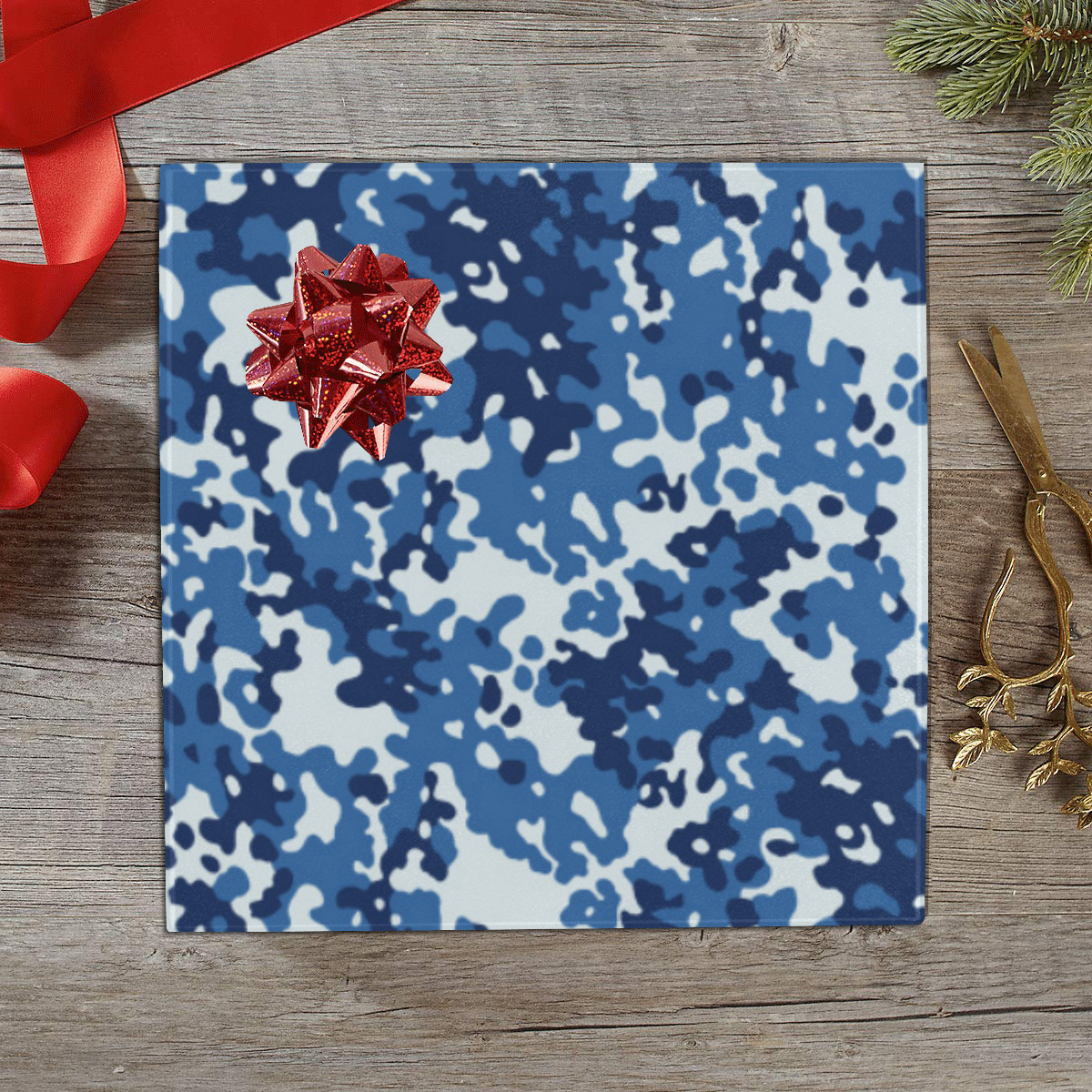 Digital Blue Camouflage Gift Wrapping Paper 58"x 23" (1 Roll)