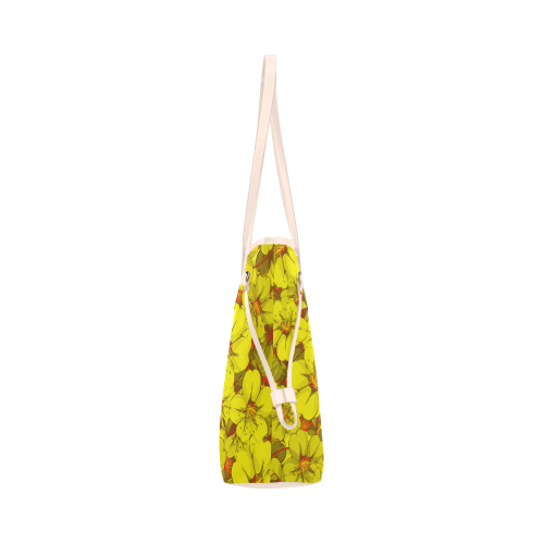 Yellow flower pattern Clover Canvas Tote Bag (Model 1661)