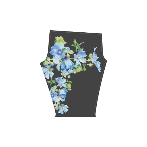 Fairlings Delight's Flowering Blues Bouquets 53086B1 Women's Low Rise Capri Leggings (Invisible Stitch) (Model L08)