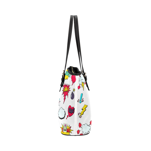 Fairlings Delight's Pop Art Collection- Comic Bubbles 53086q1 Leather Tote Bag/Small (Model 1651)