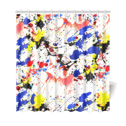 Blue and Red Paint Splatter Shower Curtain 69"x72"