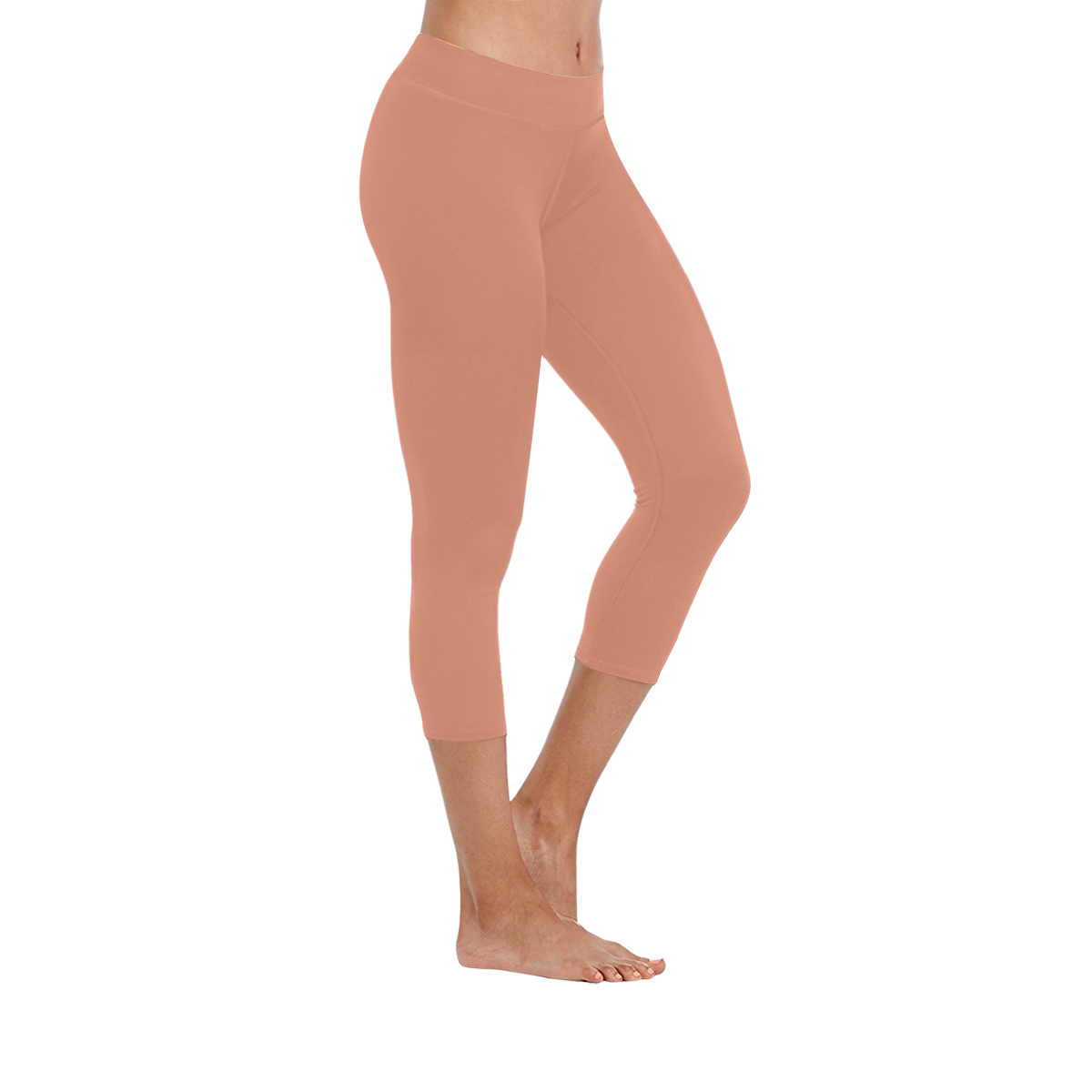 color dark salmon Women's Low Rise Capri Leggings (Invisible Stitch) (Model L08)