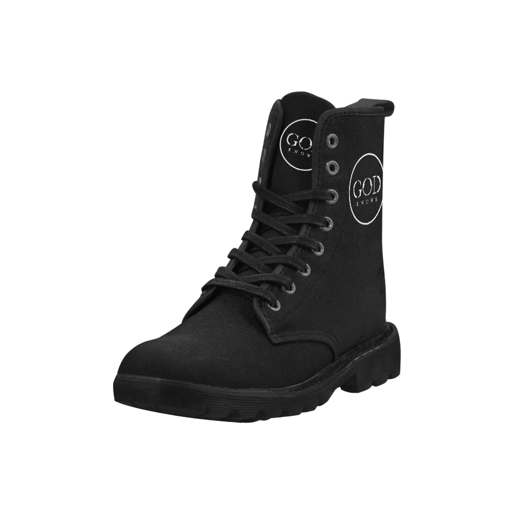 GOD Knows Boots Martin Boots for Women (Black) (Model 1203H)