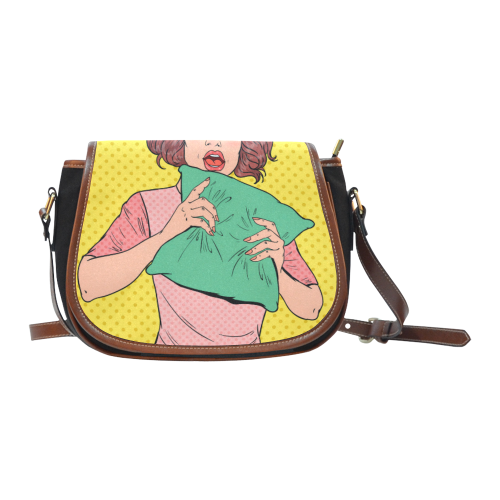 Pop Art Girl Saddle Bag/Small (Model 1649)(Flap Customization)