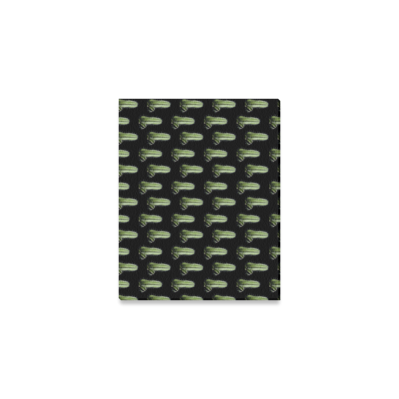 cactus black pattern Canvas Print 10"x8"
