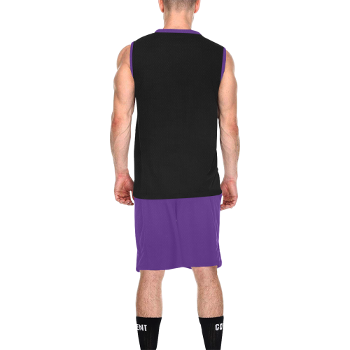 Football and Football Helmet Sports Purple and Black All Over Print Basketball Uniform