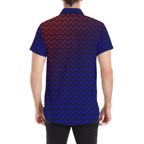 Chevron Black Red and Blue Men's All Over Print Short Sleeve Shirt/Large Size (Model T53)