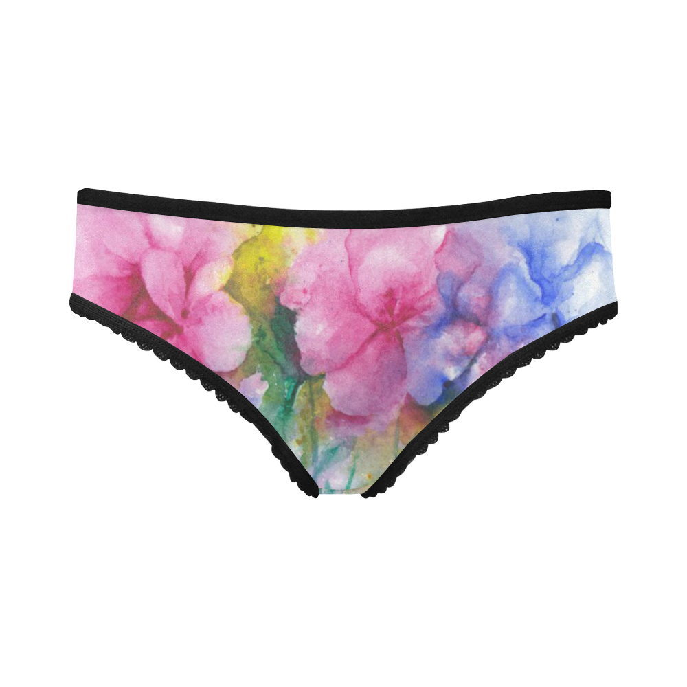 Tropical Flowers, Bold Floral Watercolor Women's All Over Print Girl Briefs (Model L14)