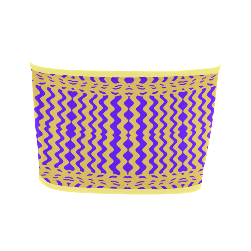 Purple Yellow Modern  Waves Lines Bandeau Top