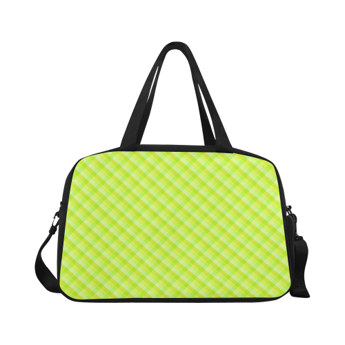 Yellow and green plaid pattern Fitness Handbag (Model 1671)